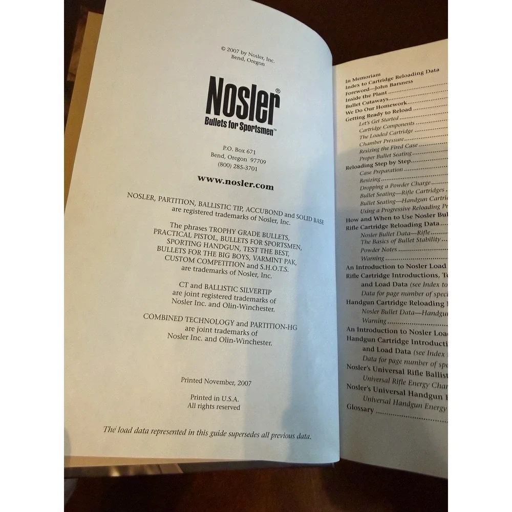 Nosler Reloading Guide 6 Hardcover Rifle Pistol Manual Handbook 60th Ann.